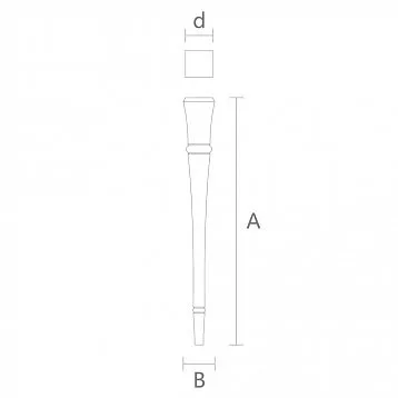 Conical wooden leg for bar counters and bar stools
