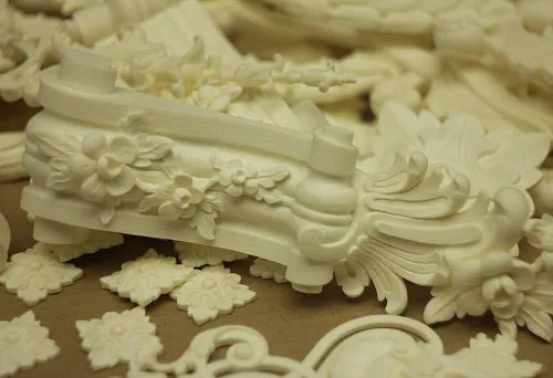 Polyurethane moldings with floral ornament for interior
