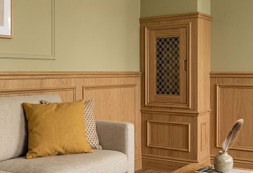 Decorative wooden box for hiding pipes in interior