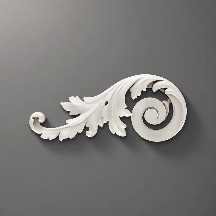 NPU-247L Polyurethane Molded Decoration with smooth scrolls and leaf carving