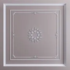 Molded polyurethane decor CPU-070 in a star-shaped modular form, measuring 765&times;765&times;18 mm, for decorating ceilings and walls in a classic bedroom or living room interior