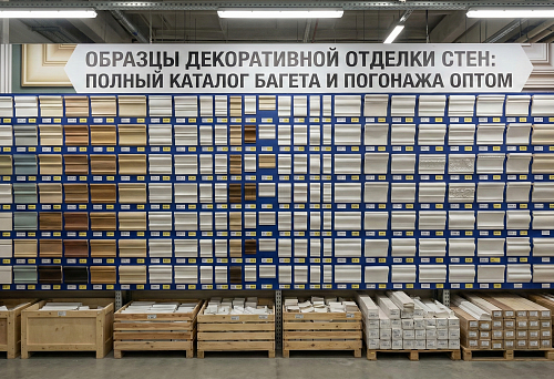 Display stand with samples of molding and trim wholesale