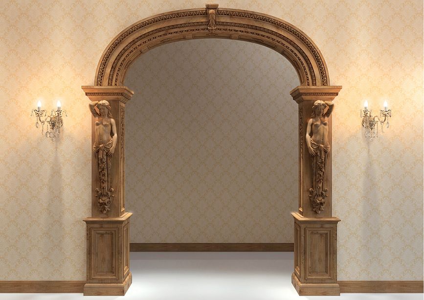 Caryatid adorning the door portal PRT-007, detailed carving