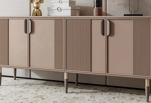 Modern minimalist chest of drawers with vertical facade texture