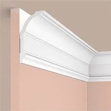 Ceiling cornice polystyrene HI WOOD A100 white maximum size 100x53 mm for very high ceilings from 3 meters