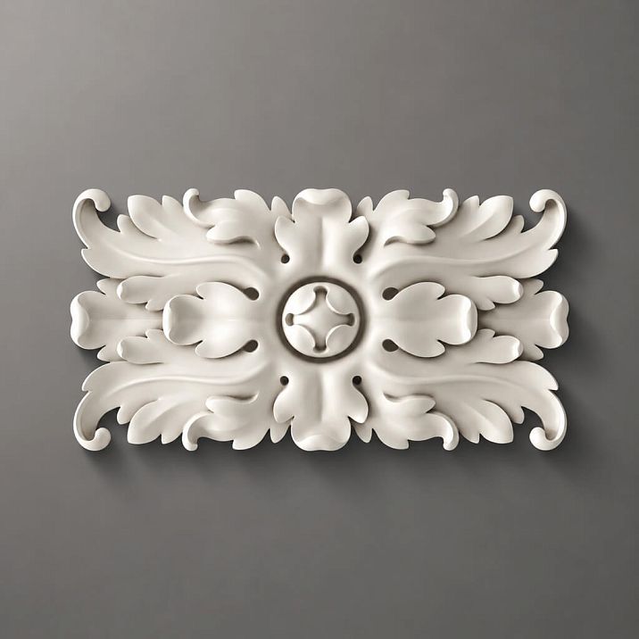 Rectangular decorative polyurethane rose RPU-068 for ceiling and wall stucco in interior design