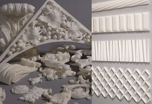 Carved decorative wooden elements for interior doors.