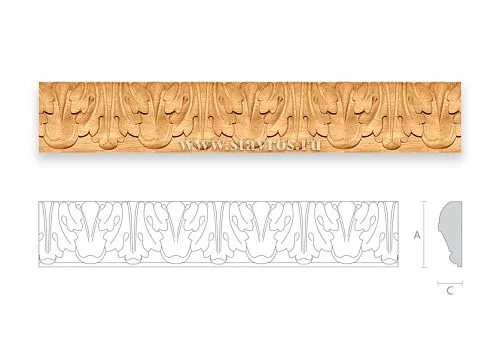 Classic wooden door frame with acanthus leaf ornament