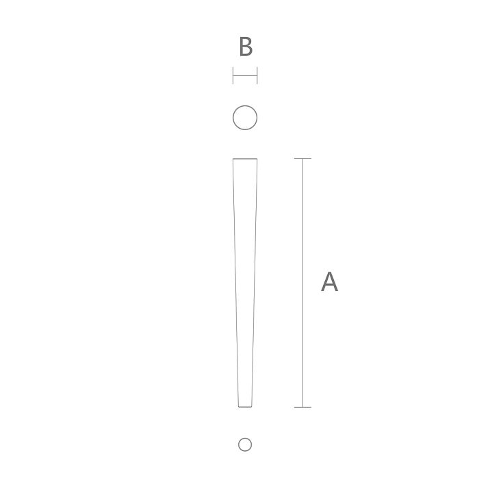 Technical drawing of the precision furniture leg MN-145M with dimensions by height and diameter.