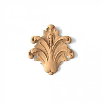 Carved beech inlay on the chest of drawers, emphasizing the wooden decor in the interior