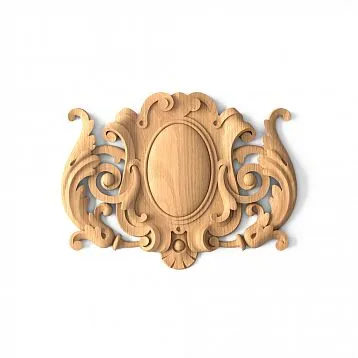 Carved wooden inlay N-267 with abstract ornament of leaves and scrolls