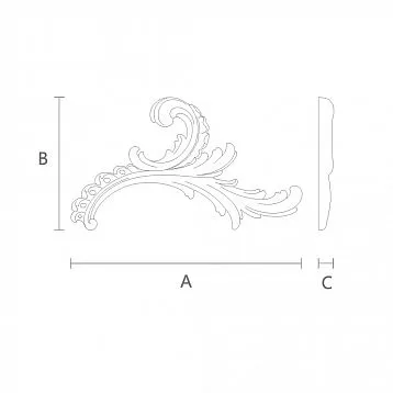 Branch with Flower - Carved Insert N-461R from Wood
