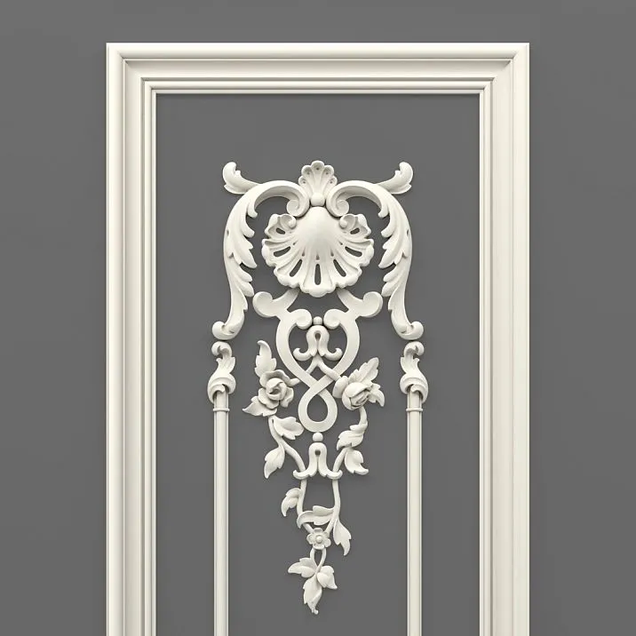 Top Element of the CPU-5-8 'Versailles' Panel: Decorative Ornament with Shell and Scrolls, Close-up