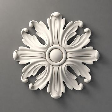 Polyurethane Rosette RPU-046 with Classic Ornament for Decorative Moldings for Furniture