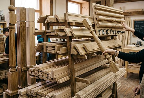 Components for wooden stairs in home interior
