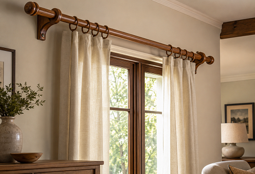 Wooden curtain rod: how to choose a wall-mounted rod for your interior
