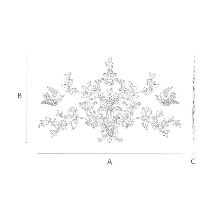 Carved decor with relief carving pattern of leaves and flowers scheme