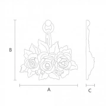 Door and Furniture Decor in the Shape of Flowers, Wooden Insert N-463.2
