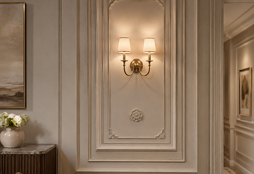 How to choose stucco for a wall with sconces: moldings, rosettes and decor around the light