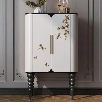 Wooden carved applique with branch and leaves N-472L