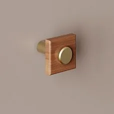 Xylon HL-056-2M furniture handle made of solid wood with Stavros metal base. Ergonomic bracket with coating for kitchens, cabinets, dressers