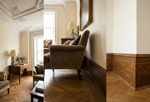 Ceiling plinth stucco in a classic interior &mdash; architectural framing of the ceiling with expressive ornament