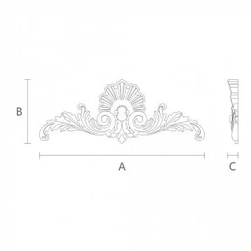 Wooden Decorative Inlay N-204 with Baroque Ornament Drawing