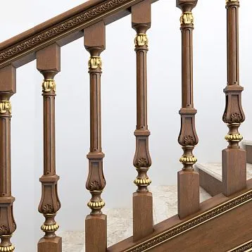 Carved wooden baluster for staircase L-040 against an unpainted background