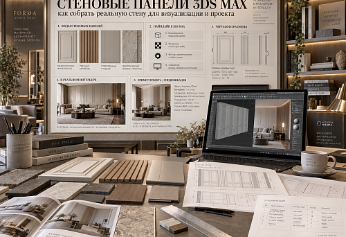 3ds Max wall panels for a design project