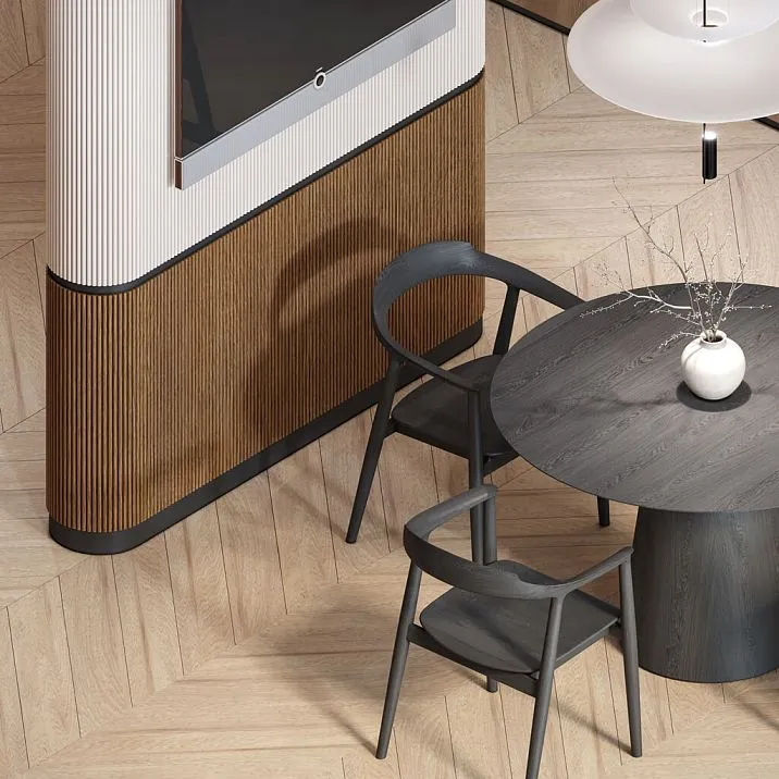 Slatted panel PAN-001 made of oak for tinting, for accent wall areas