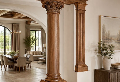 Wooden capital for decorating a column in a house