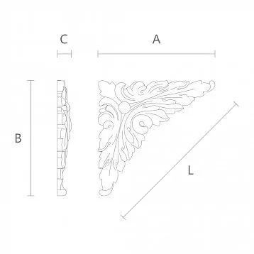 Beautiful polyurethane ornament NPU-227 with plant motifs for decoration