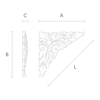 Carved cover plate NPU-227 из полиуретана под лепнину чертеж