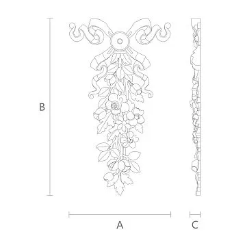 Polyurethane molding NPU-042 with 3D floral pattern for interior