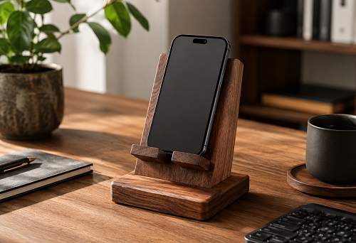 Buy a wooden phone stand &mdash; solid wood accessory