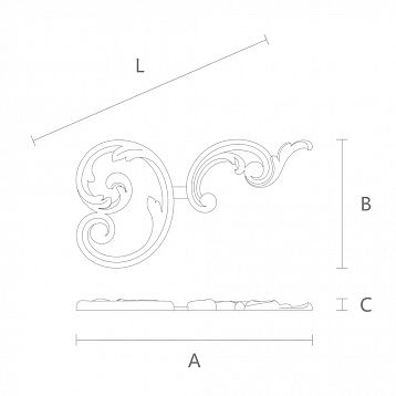 Elegant carved inlay N-296R for wooden furniture and interior