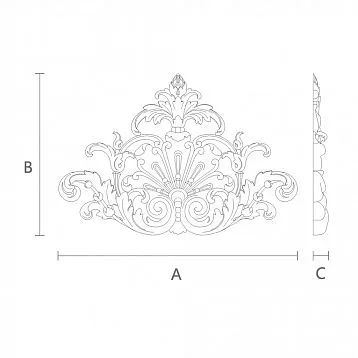 Wooden decorative element with symmetrical pattern