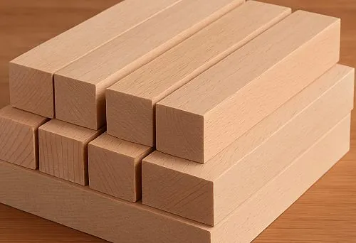 Oak beam &mdash; solid and even light-colored wooden planks, symbol of premium quality