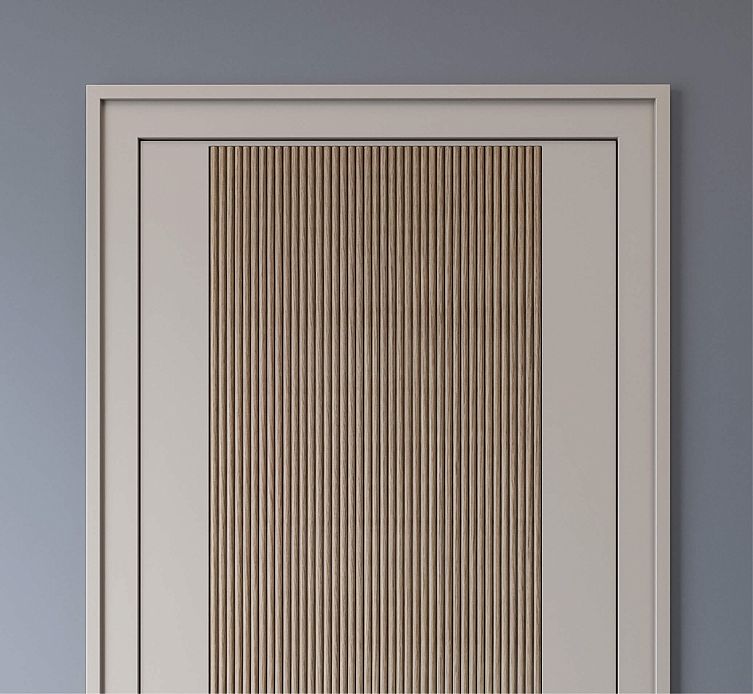 Idea of decorating a door with a slatted panel made of MDF and solid wood
