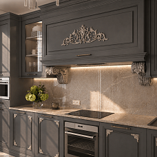 Furniture decor in classic style, interior with carved inlay N-095