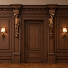 Right carved bracket KR-046-1R for harmonious interior shelf decoration.