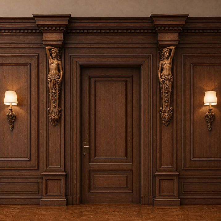 Right carved bracket KR-046-1R for harmonious interior shelf decoration.