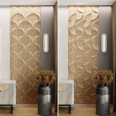 Wooden panel DP-001 for a stylish accent wall in a minimalist interior.