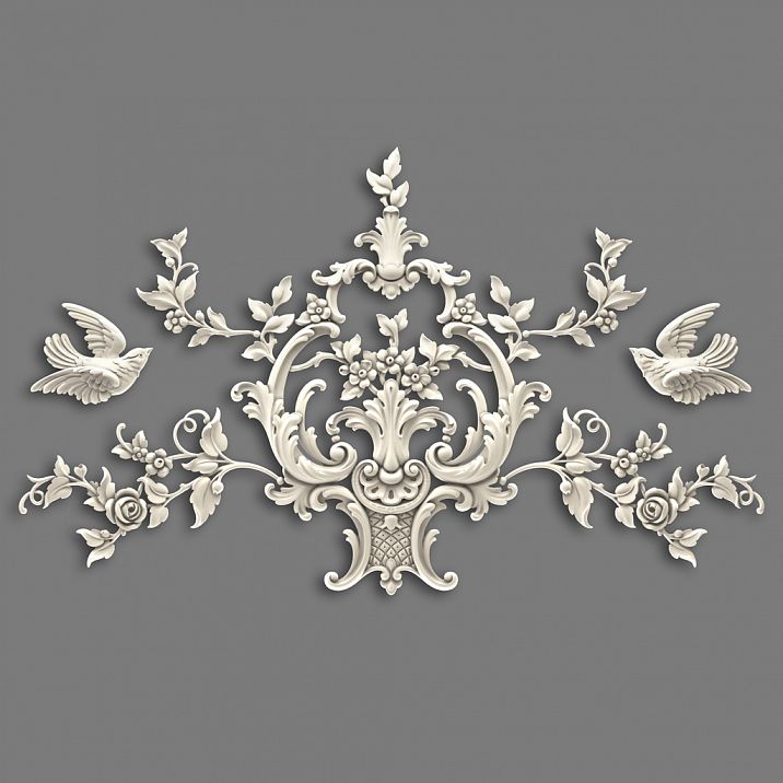 CPU-047 Stucco Decoration: luxurious baroque composition with elegant scrolls