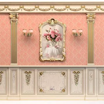 Wooden insert with carved leaves and branches