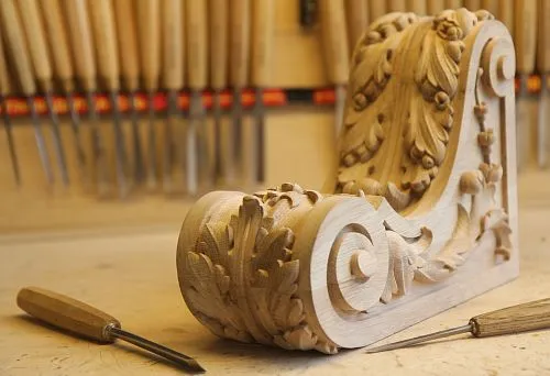 Wooden carving for facades in classical style.