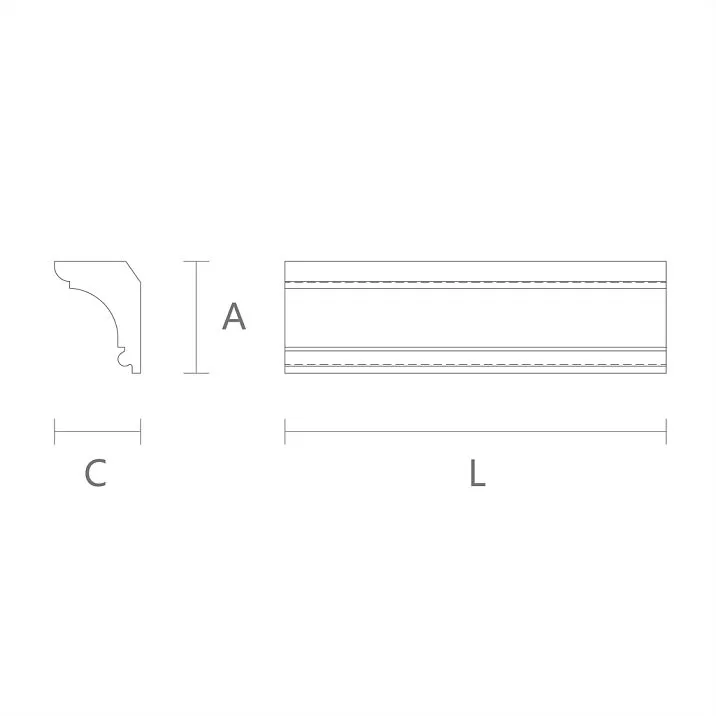 Schematic image of the KZ-M-010 cornice with dimensions