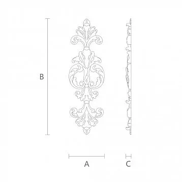 Carved wooden applique N-020 in the shape of a flower with curved petals