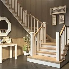 Straight stair posts in interior view