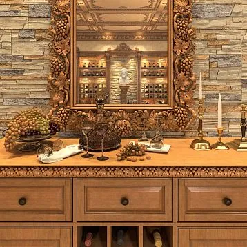 K-063 carved trim with grapevine pattern